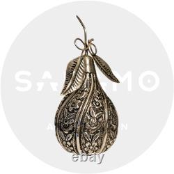 Tunisia Old silver pear-shaped flask, traditional craftsmanship