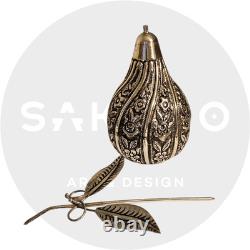 Tunisia Old silver pear-shaped flask, traditional craftsmanship