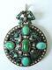 Turquoise Pendant + Silver + Old Jewelry Beads Silver Picture Frame
