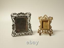 Two antique miniature frames, solid silver and gilt copper, 20th century