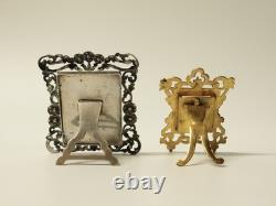 Two antique miniature frames, solid silver and gilt copper, 20th century