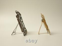 Two antique miniature frames, solid silver and gilt copper, 20th century