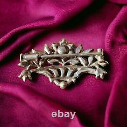 Two antique solid silver brooches with precious stones lot jewelry collection