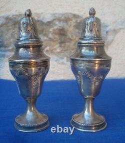 V56 Very Pretty Pair of Salt Cellars Solid Silver Wild Boar 77g Louis XVI Style Antique