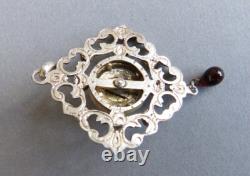 Vermeil pendant in solid silver + enamel + stones, antique silver jewelry with ET hallmark
