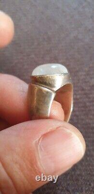 Very Beautiful Antique Silver Ring with Solid Silver and Moonstone 1.8 CM Diameter Size 57