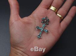 Very Beautiful Old Cross Sterling Silver Cabochons Turquoise And Pearls