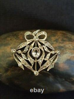 - Very Beautiful Old Pendant In Massive Silver And Strass Knot Napoleon III