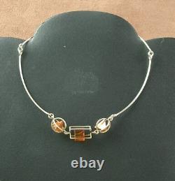 Very Beautiful Vintage Old Necklace in Solid Silver Design with Movable Elements