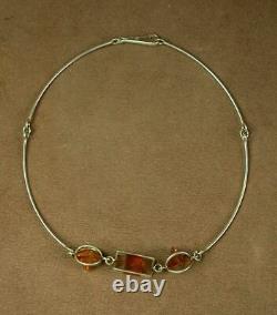 Very Beautiful Vintage Old Necklace in Solid Silver Design with Movable Elements