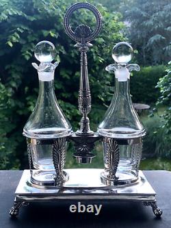 Very Beautiful and Ancient Solid Silver Oil and Vinegar Cruet, VIEILLARD hallmark.