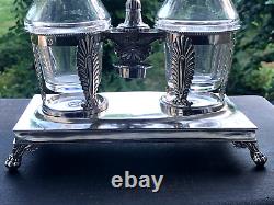 Very Beautiful and Ancient Solid Silver Oil and Vinegar Cruet, VIEILLARD hallmark.