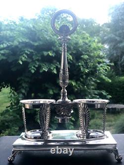 Very Beautiful and Ancient Solid Silver Oil and Vinegar Cruet, VIEILLARD hallmark.