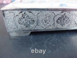 Very Beautiful and Antique Solid Silver Box Persian Iran Signed Kadjar