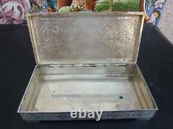 Very Beautiful and Antique Solid Silver Box Persian Iran Signed Kadjar