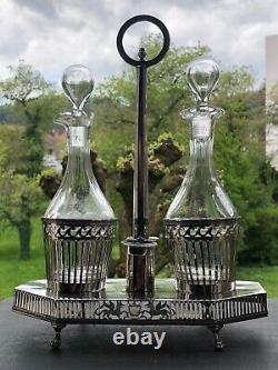 Very Beautiful and Antique Solid Silver Oil and Vinegar Set, Rooster Hallmark