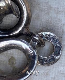 Very Large Antique Art Deco Chain Necklace in Solid 925 Silver Signed