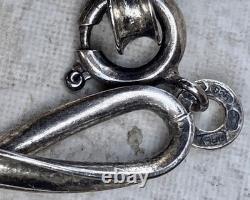 Very Large Antique Art Deco Chain Necklace in Solid 925 Silver Signed