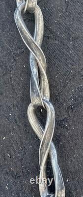 Very Large Antique Art Deco Chain Necklace in Solid 925 Silver Signed