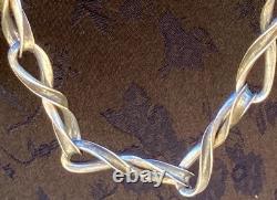 Very Large Antique Art Deco Chain Necklace in Solid 925 Silver Signed