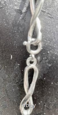 Very Large Antique Art Deco Chain Necklace in Solid 925 Silver Signed