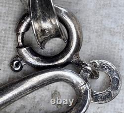 Very Large Antique Art Deco Chain Necklace in Solid 925 Silver Signed