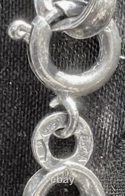 Very Large Antique Art Deco Chain Necklace in Solid 925 Silver Signed