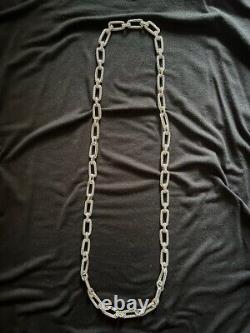 Very Long Vintage Solid Silver 800 Necklace Braided Mesh of 92 cm