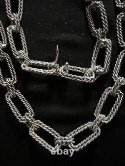 Very Long Vintage Solid Silver 800 Necklace Braided Mesh of 92 cm