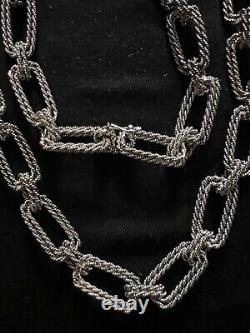 Very Long Vintage Solid Silver 800 Necklace Braided Mesh of 92 cm