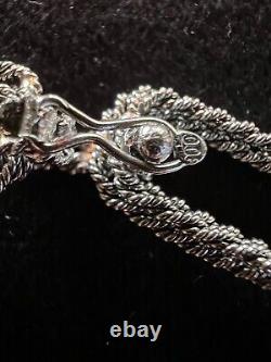 Very Long Vintage Solid Silver 800 Necklace Braided Mesh of 92 cm