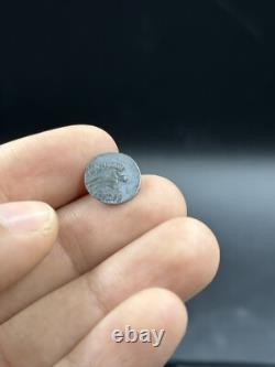 Very old authentic unique Roman coin face of a king in solid silver