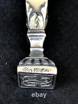 Very pretty old small SEAL STAMP in SOLID SILVER 800