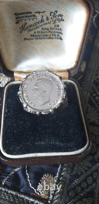 Vintage 1938 Silver Signet Ring George VI Size US 9