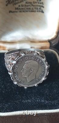 Vintage 1938 Silver Signet Ring George VI Size US 9