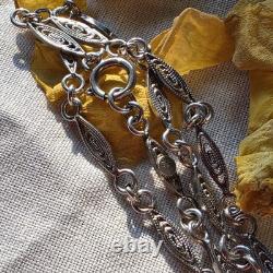 Vintage 835 Silver Necklace, Delicate Filigree Chain, 60 cm