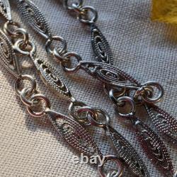 Vintage 835 Silver Necklace, Delicate Filigree Chain, 60 cm