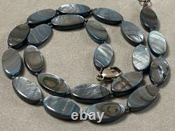 Vintage Abalone Shell Mother of Pearl Necklace in Solid Silver Fervor