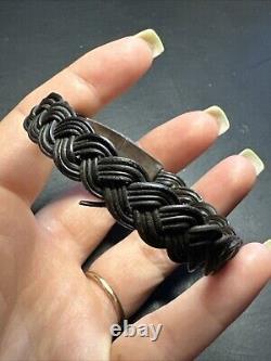 Vintage Albanu Style Solid Silver Woven Bangle Elephant
