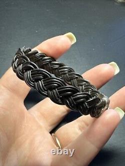 Vintage Albanu Style Solid Silver Woven Bangle Elephant