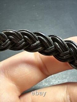 Vintage Albanu Style Solid Silver Woven Bangle Elephant