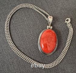 Vintage Ancient Coral and Solid Silver Necklace Oceania