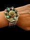 Vintage Antique Floral Ethnic Solid Silver Bracelet Turquoise Stamped 78.40g