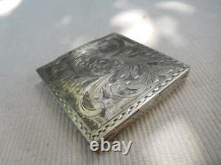 Vintage Antique Powder Compact Solid Silver 49.60 Grams Floral Flower Art Nouveau NBC20