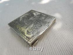 Vintage Antique Powder Compact Solid Silver 49.60 Grams Floral Flower Art Nouveau NBC20