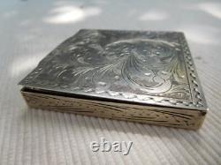 Vintage Antique Powder Compact Solid Silver 49.60 Grams Floral Flower Art Nouveau NBC20