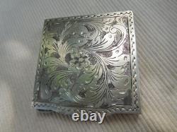 Vintage Antique Powder Compact Solid Silver 49.60 Grams Floral Flower Art Nouveau NBC20