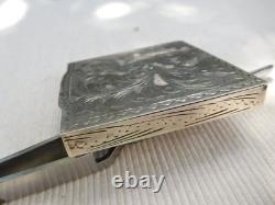 Vintage Antique Powder Compact Solid Silver 49.60 Grams Floral Flower Art Nouveau NBC20