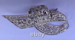 Vintage Art Deco Silver and Rhinestone Brooch