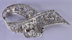 Vintage Art Deco Silver and Rhinestone Brooch